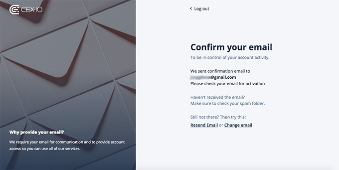 Cex wallet review: confirm your email address.