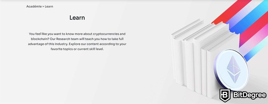Coinhouse review: Academy section of Coinhouse.