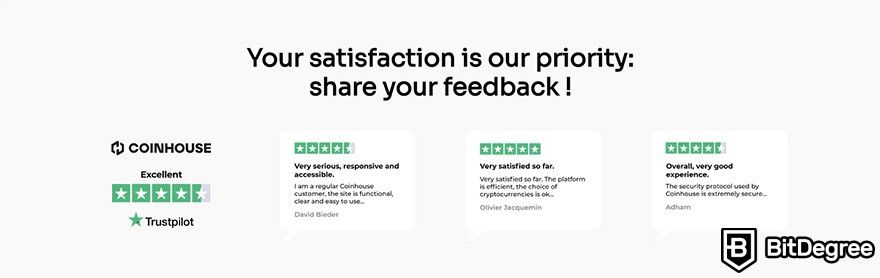 Coinhouse review: client reviews.