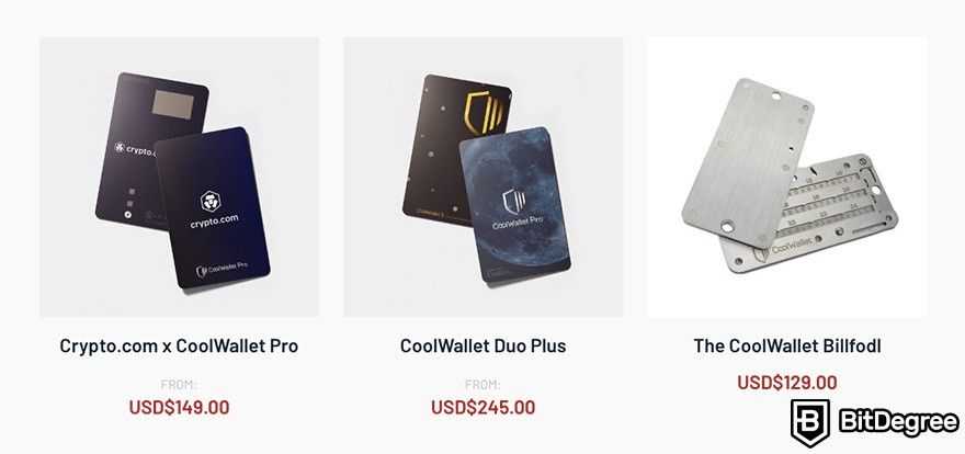 CoolWallet Pro review: product selection.