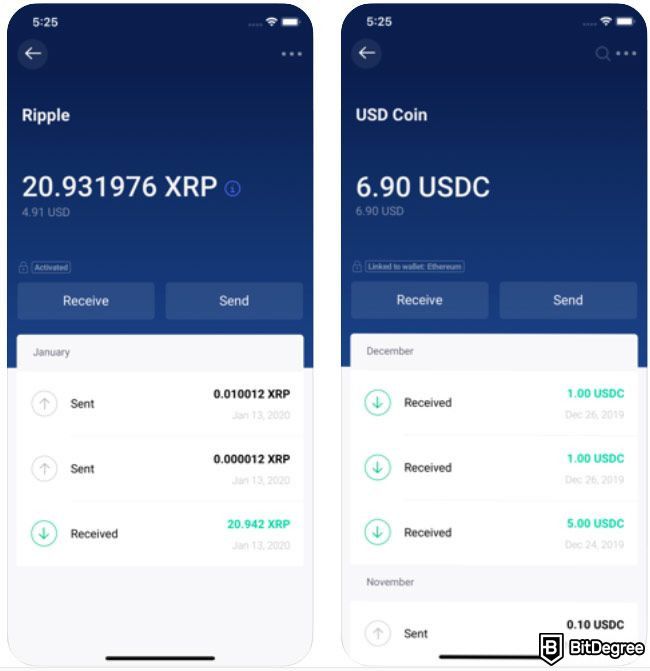 Copay wallet review: Copay user interface.