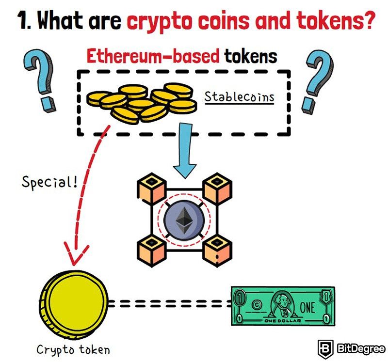 Coin vs token: Ethereum-based tokens.
