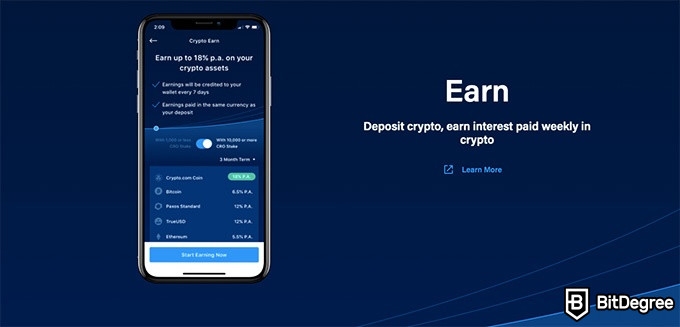 Crypto.com review: earn.