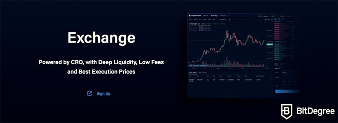 Crypto.com review: exchange functionality.