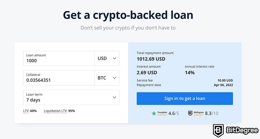 Crypto lending platform: CEX.IO lending.