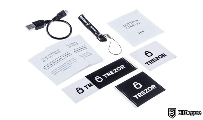 Crypto wallet deals: what's in the box of the Trezor Model T.