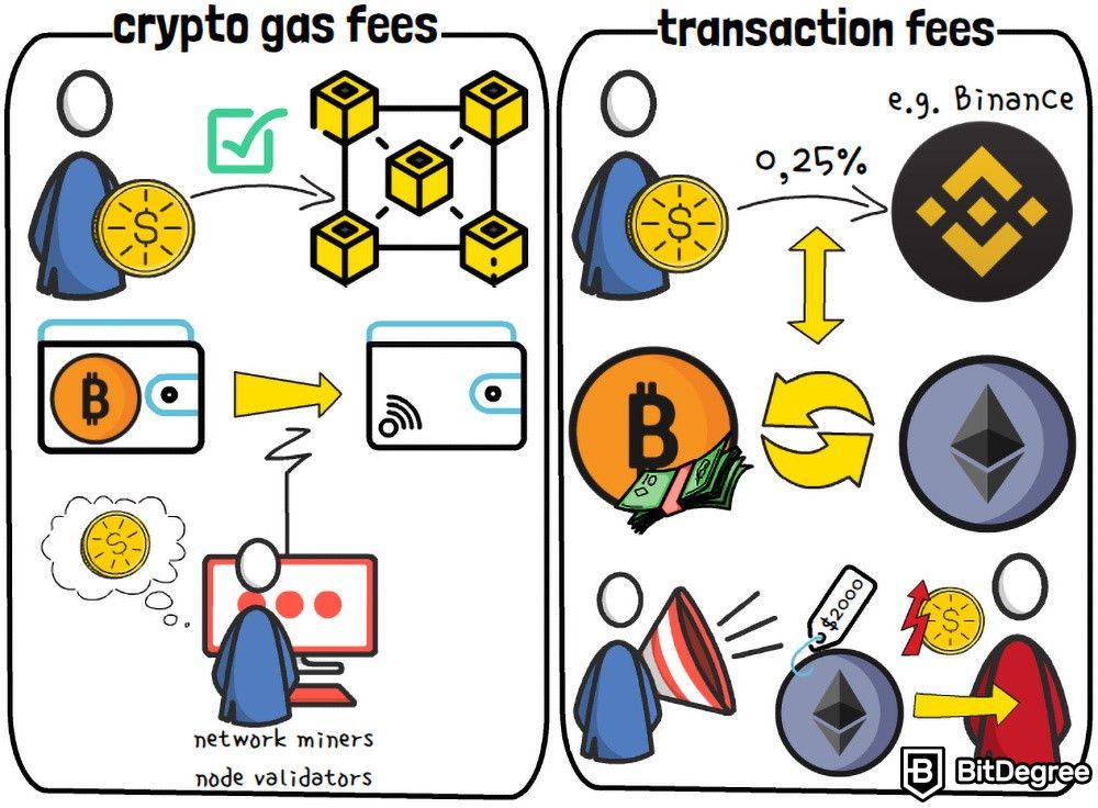 Crypto fees: Crypto gas fees VS transaction fees.