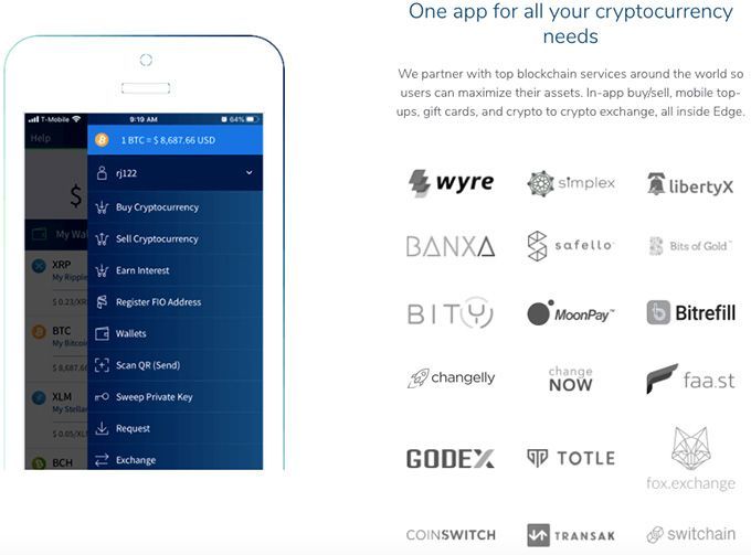 Edge wallet review: supported exchanges.