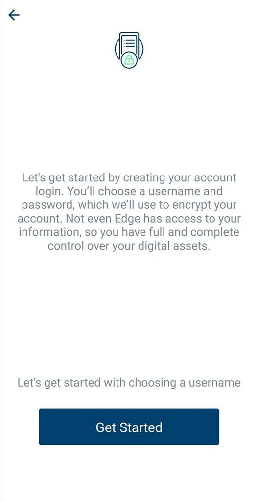 Edge wallet review: information before you continue creating an account.
