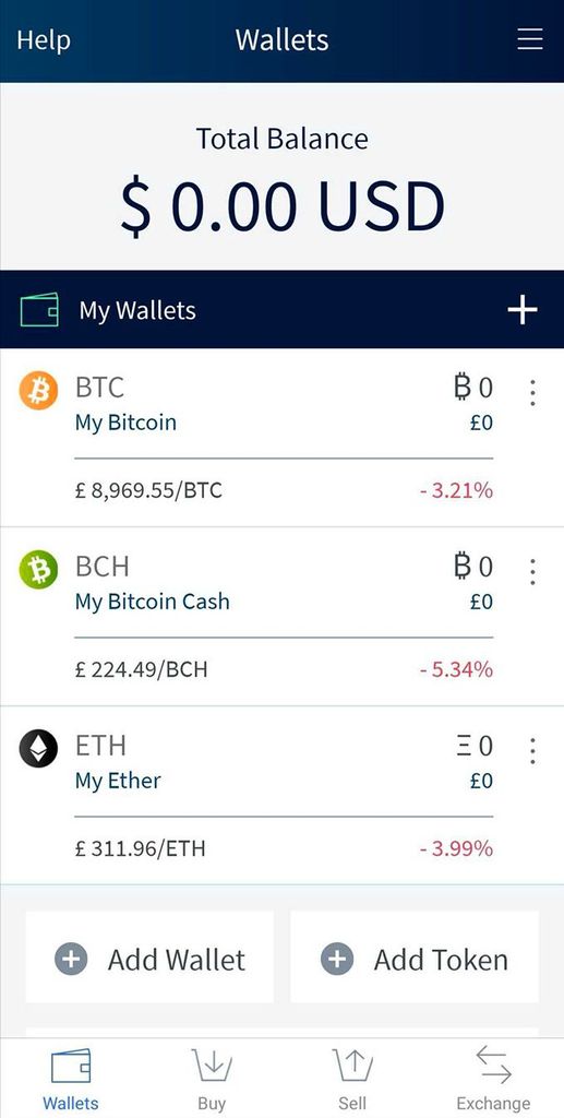 Edge wallet review: the front page of the Edge wallet app.