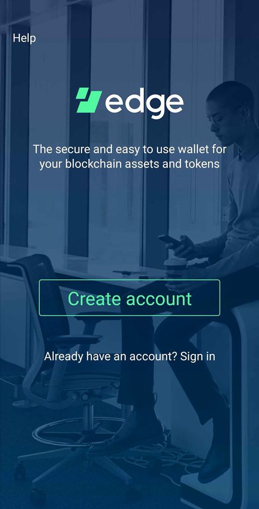 Edge wallet review: account creation screen.