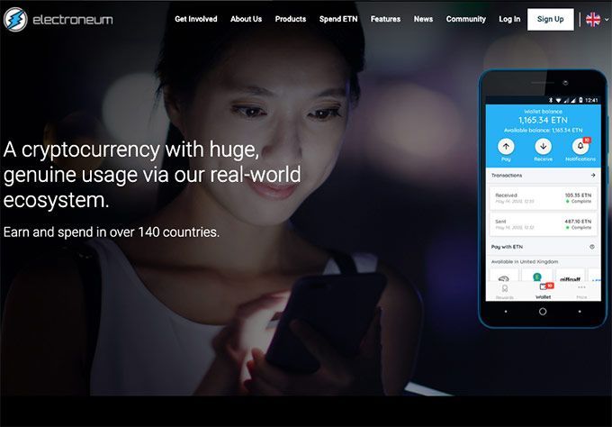 Electroneum wallet review: homepage.