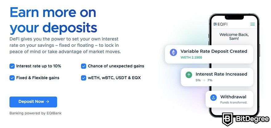 EqiFi review: earn on your deposits.