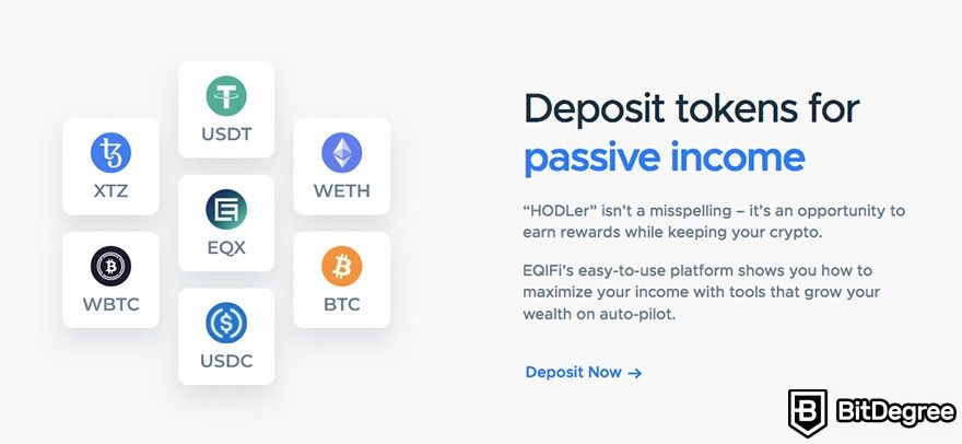 EqiFi review: deposit token to earn passive income.