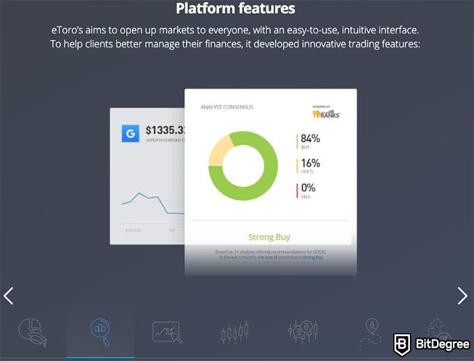 Opiniones eToro: Funciones eToro.