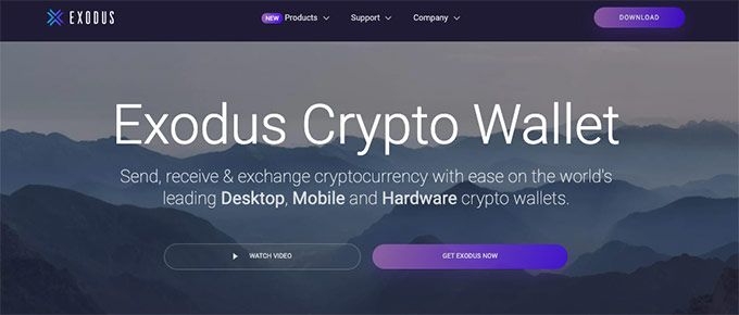 Кошелек Dash: главная страница Exodus.