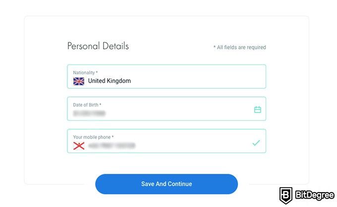 FxPro review: personal detail form.