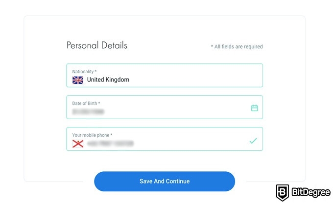 FxPro review: personal detail form.