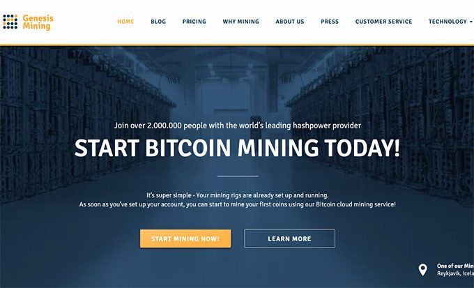 Облачный майнинг Litecoin: главная страница Genesis Mining.