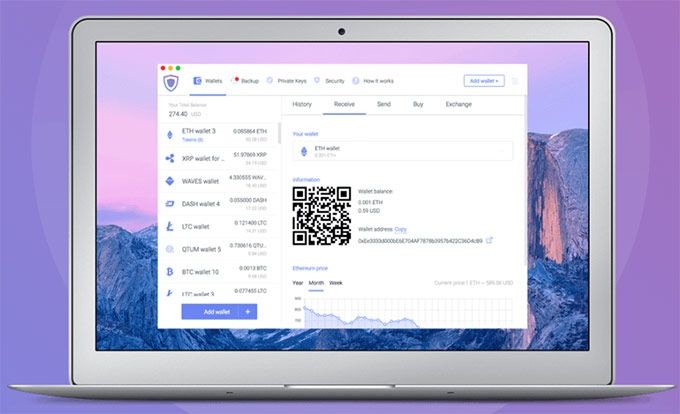 Guarda Wallet: Màn hình desktop.