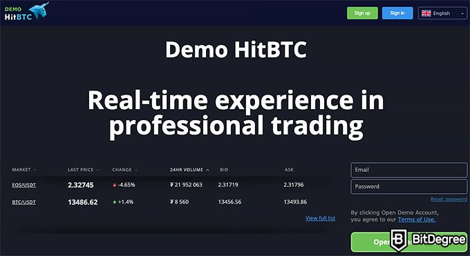 HitBTC review: HitBTC Demo.