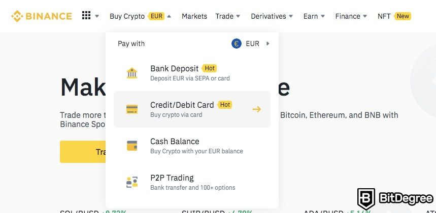 How to buy Bitcoin: buy crypto with Binance.