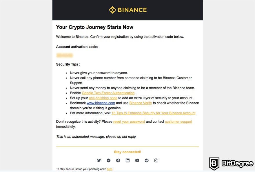 How to buy Bitcoin: Binance email verification.