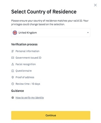 Como Comprar Bitcoin: verificação KYC da Binance.