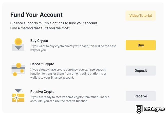 Cách mua Bitcoin ở Canada: Nạp tiền vào tài khoản Binance.