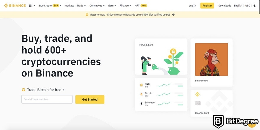 How to buy Bitcoin in Canada: Binance homepage.