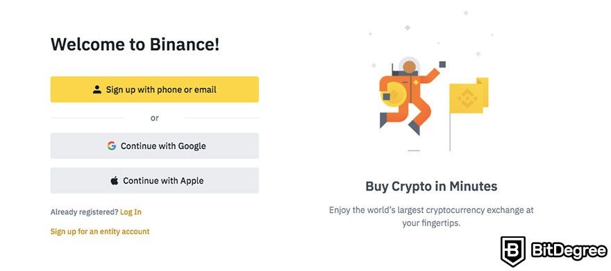 How to buy Bitcoin in Canada: Binance signup options.