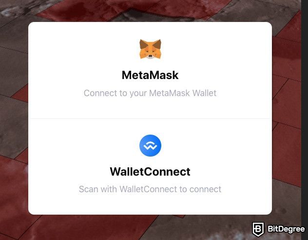 Cara Membeli MARS4: Menyambungkan ke dompet MetaMask.