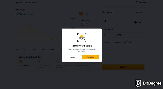 How to buy on Binance: identity verification.