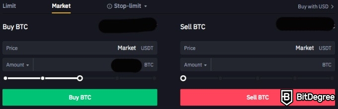 How to buy on Binance: market buying on Binance.