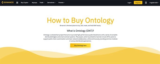 Ontology crypto: acheter sur binance.