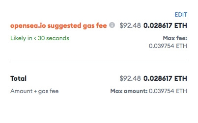 How to create NFT art: gas prices for creating an NFT.