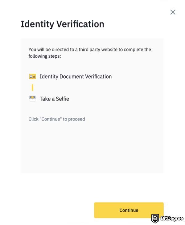 How to get free cryptocurrency: Binance identity verification tab.