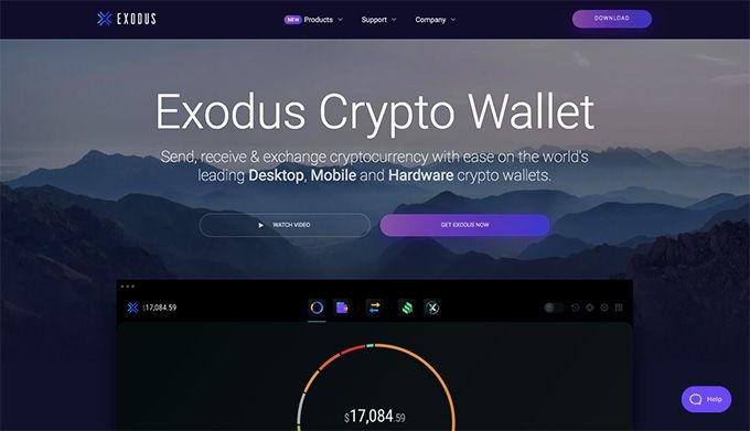 Como Investir em Ethereum: página inicial da Exodus.