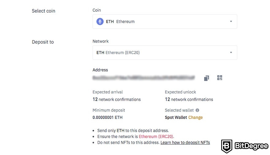 How to use Binance: depositing ETH into your Binance account.