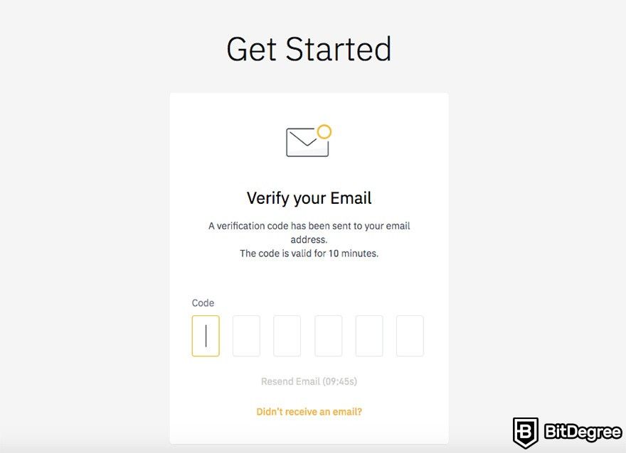 como usar a binance nos eua: confirmação de email