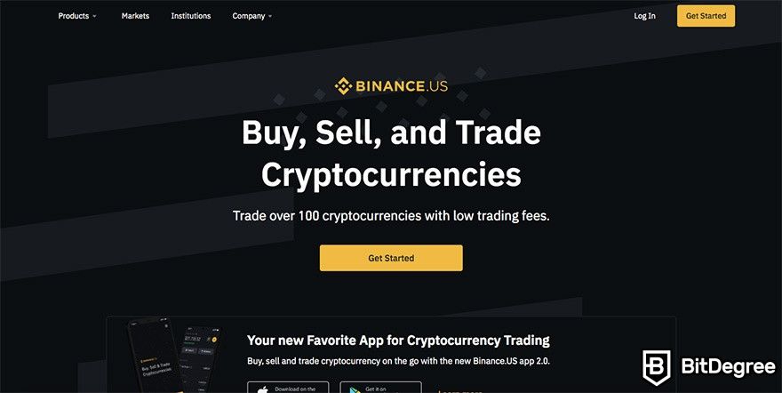 How to use Binance in the US: front page.