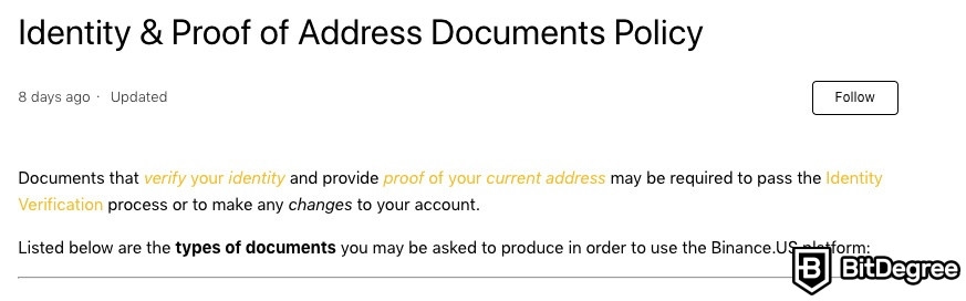 How to use Binance in the US: KYC verification.