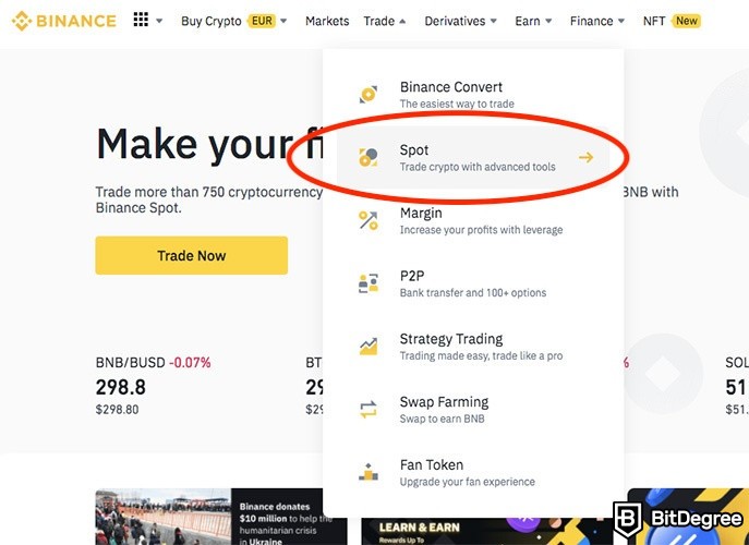 How to use Binance: spot trading.