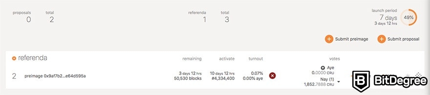 Como usar Crust Network: votação de referendo (sobre propostas).