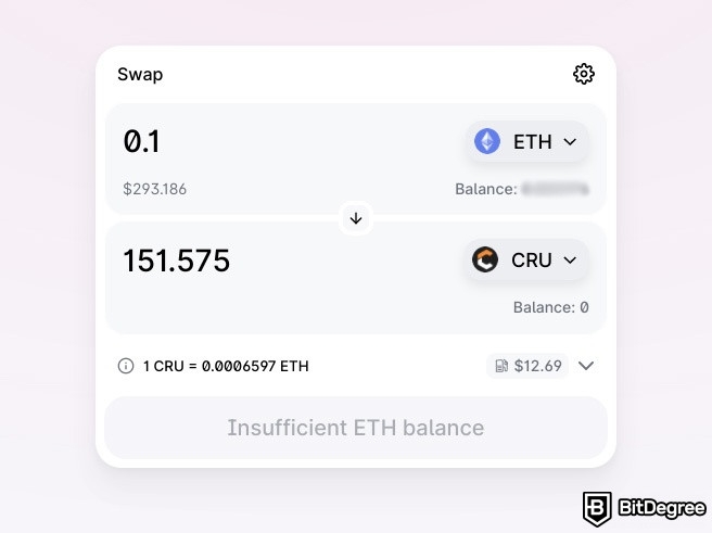 Como usar Crust Network: trocando CRU por ETH no Uniswap.