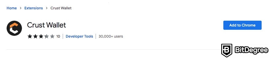 Como usar Crust Network: adicionando Crust Wallet ao Chrome.