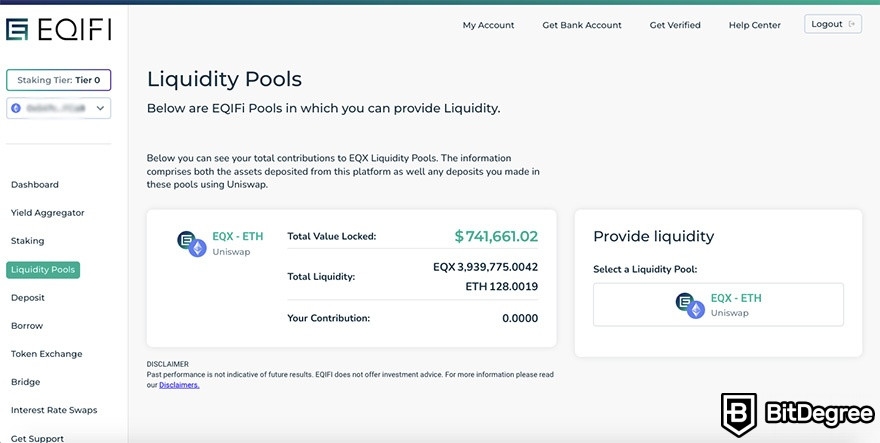 How to use EQIFi: liquidity pools.