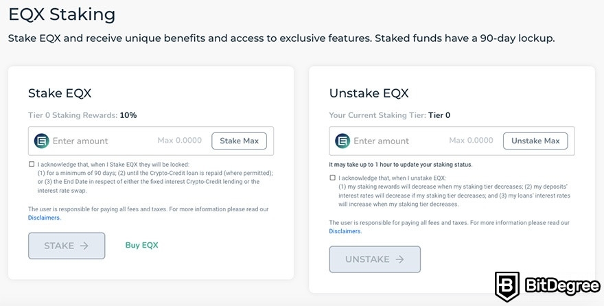 How to use EQIFi: EQX staking.