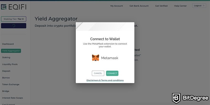 How to use EQIFi: connecting MetaMask to EQIFi.