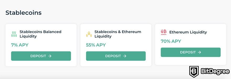 How to use EQIFi: stablecoin yield aggregation options.